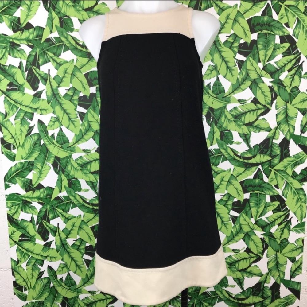 loft‎ Black cream colorblock shift dress 👗 size 0